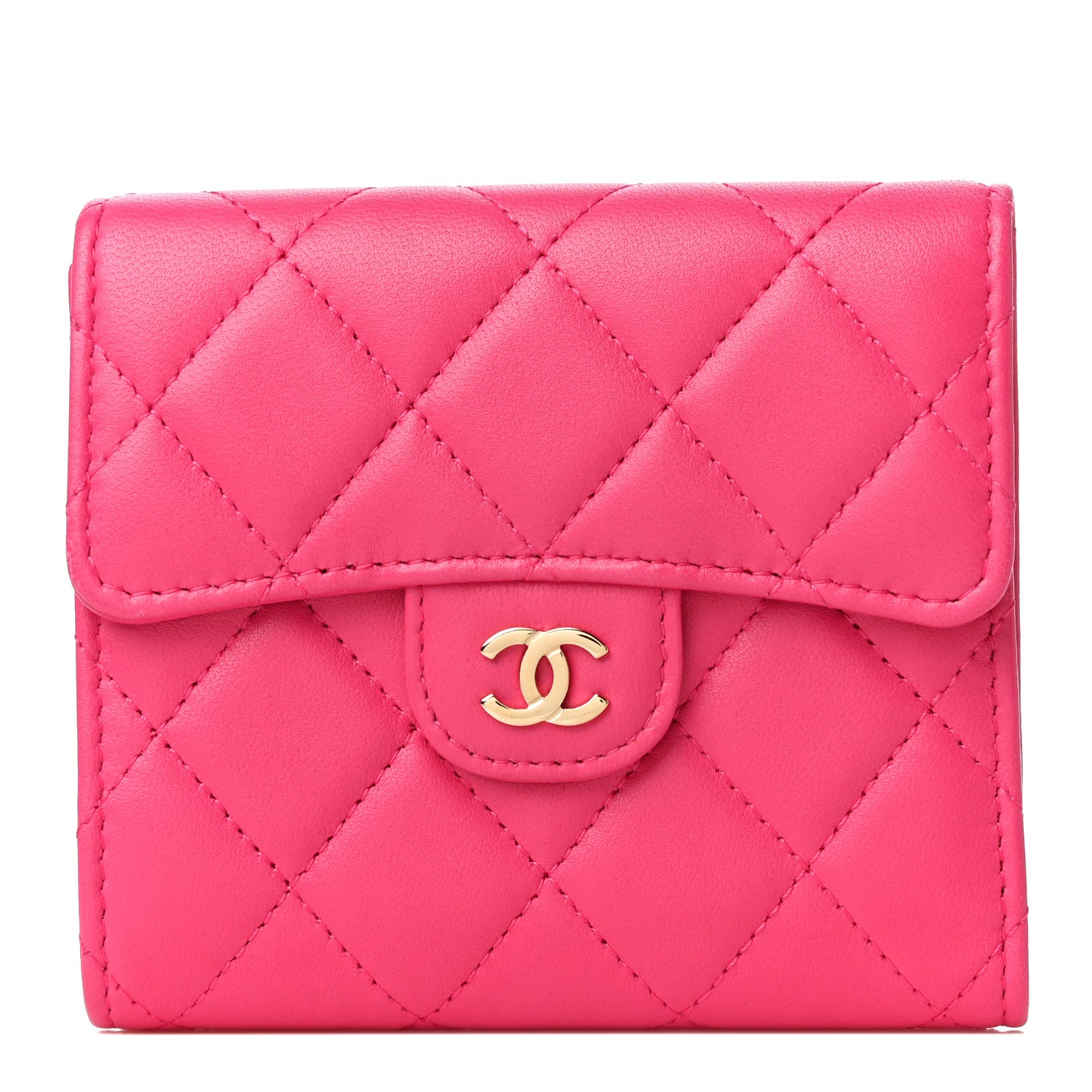 Chanel Lambskin Quilted Compact Flap Wallet Pink 1 of 13