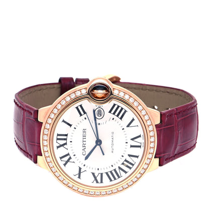 Cartier 18K Pink Gold Alligator Diamond Bezel 42mm Ballon Bleu De Cartier Automatic Watch 2 of 5