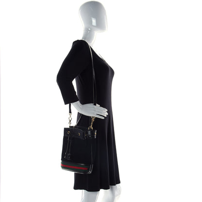 Gucci Suede Patent Web Small Ophidia Bucket Bag Black 2 of 11