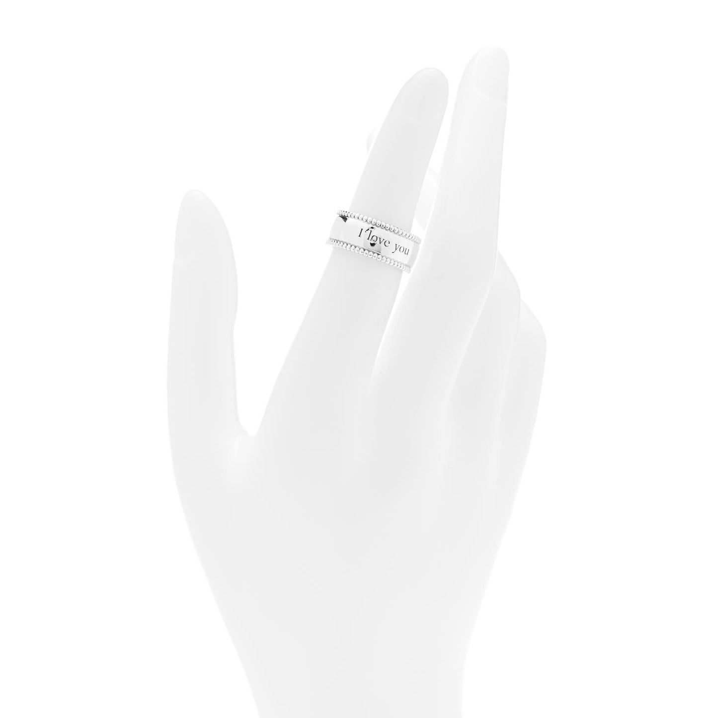 Sterling Silver Milgrain I Love You Band Ring 49 5
