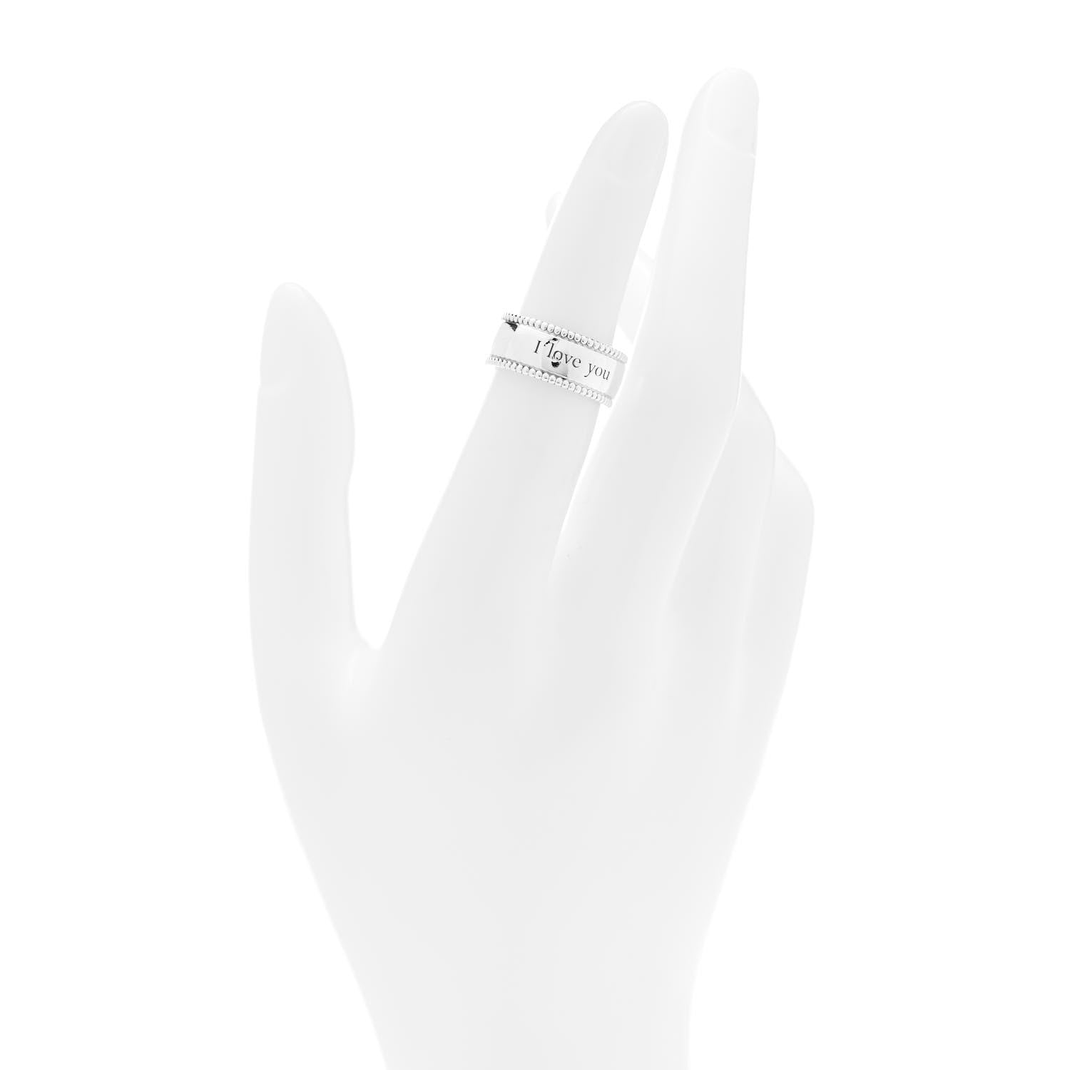 Tiffany Sterling Silver Milgrain I Love You Band Ring 49 5 2 of 4
