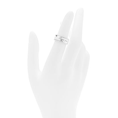 Tiffany Sterling Silver Milgrain I Love You Band Ring 49 5 2 of 4