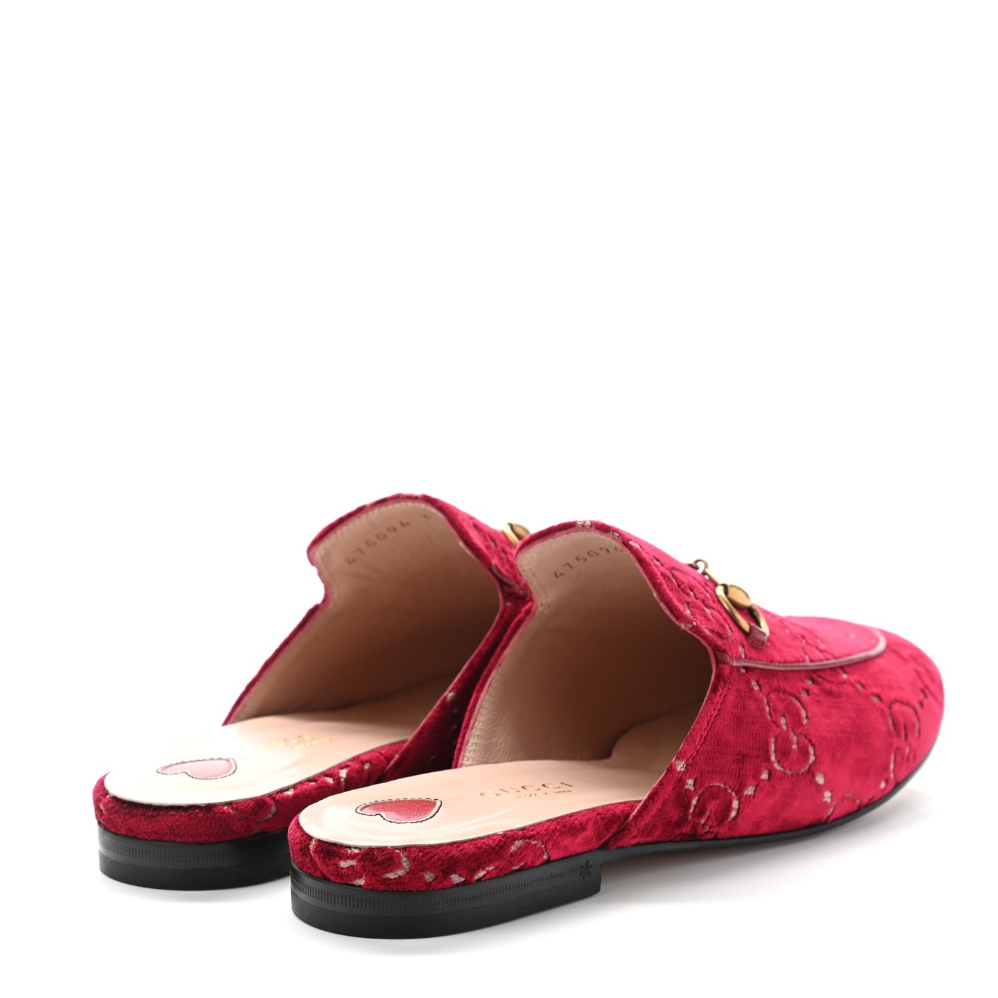Velvet GG Monogram Womens Princetown Slippers 37.5 Red Cipria