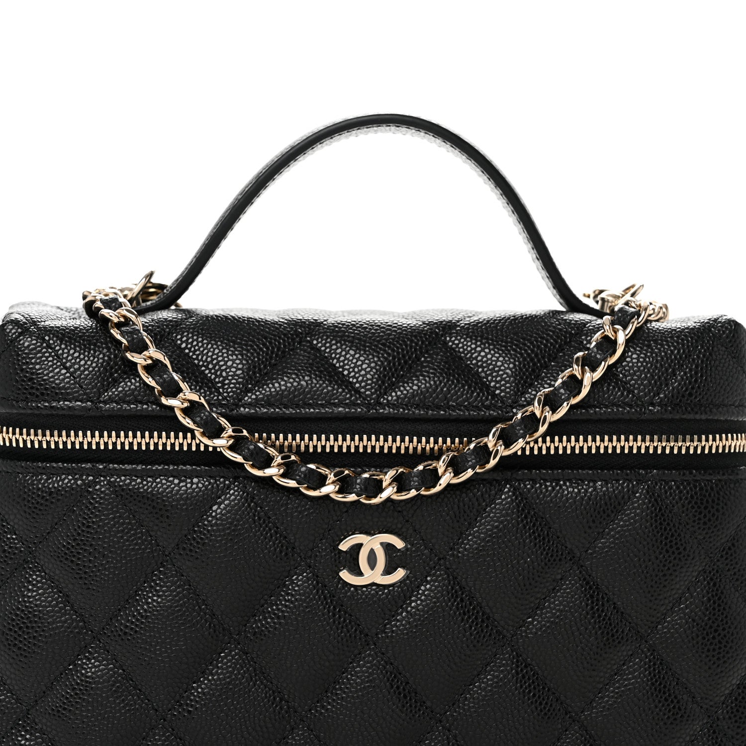 Chanel Caviar Quilted Top Handle Slim Vanity With Chain Black 8 of 11