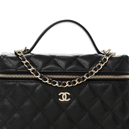 Chanel Caviar Quilted Top Handle Slim Vanity With Chain Black 8 of 11