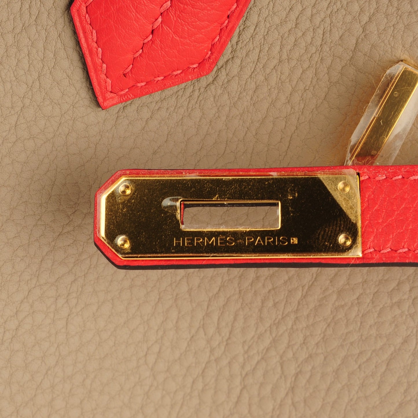 Togo Bi Color Horseshoe Birkin 35 Rouge Pivoine Gris Tourterelle