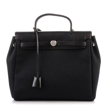 Hermes Toile Vache Calfskin Herbag 30 PM Natural Black 1 of 9