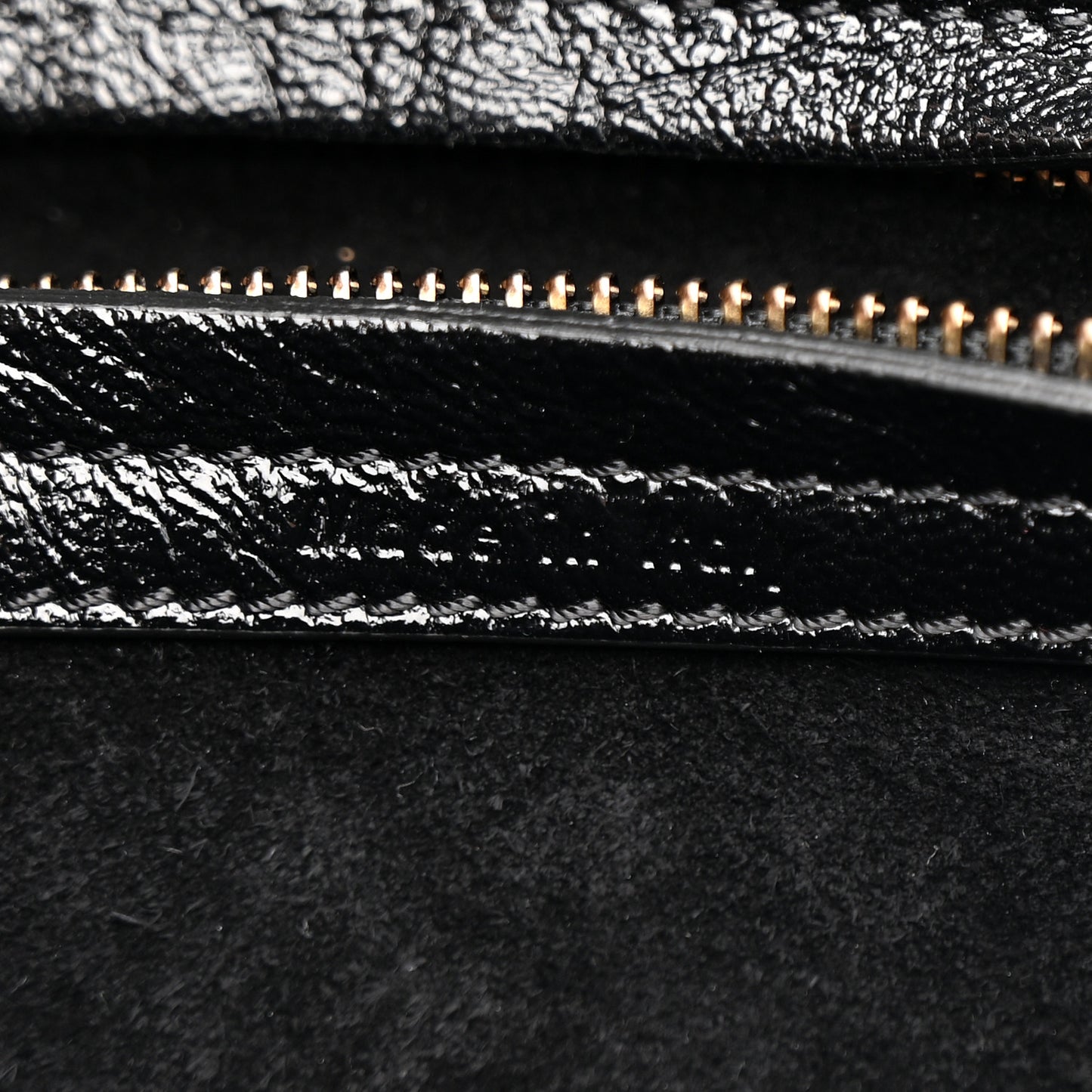 Crinkled Patent Calfskin Medium Phantom Luggage Black