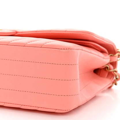 Chanel Lambskin Chevron Quilted Medium Double Flap Coral 10 of 10