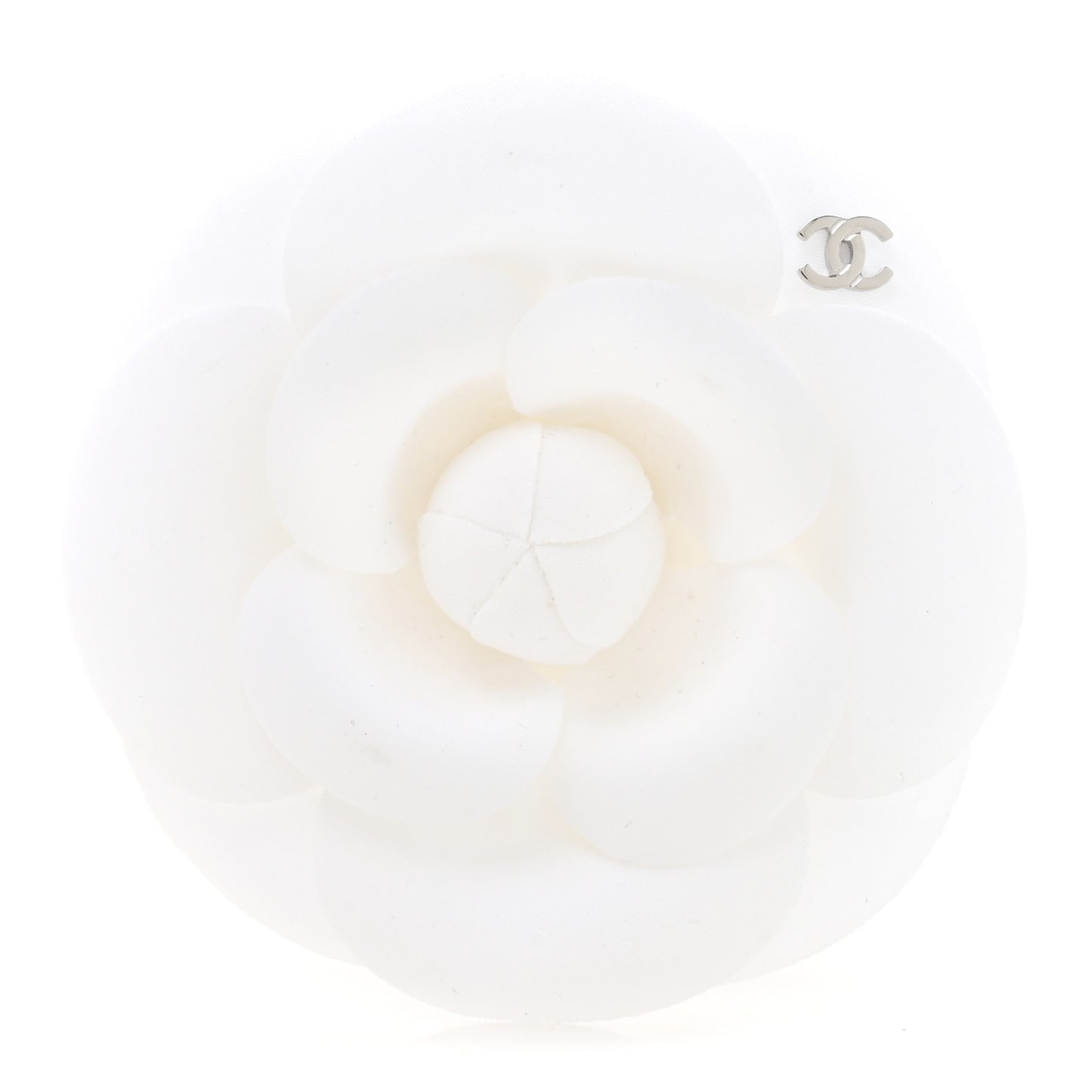 Fabric Camellia Flower Brooch White