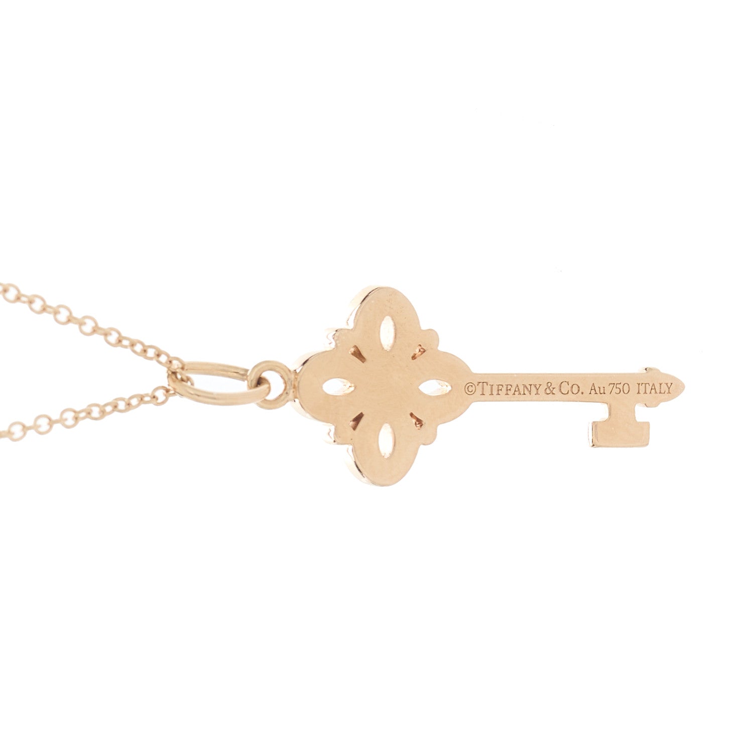 Tiffany 18K Rose Gold Diamond Mini Victoria Key Pendant Necklace 6 of 6