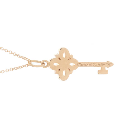 Tiffany 18K Rose Gold Diamond Mini Victoria Key Pendant Necklace 6 of 6