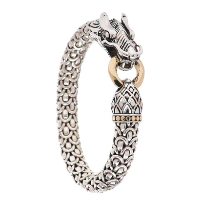 John Hardy Sterling Silver 18K Yellow Gold 10mm Naga Station Bracelet 3 of 5