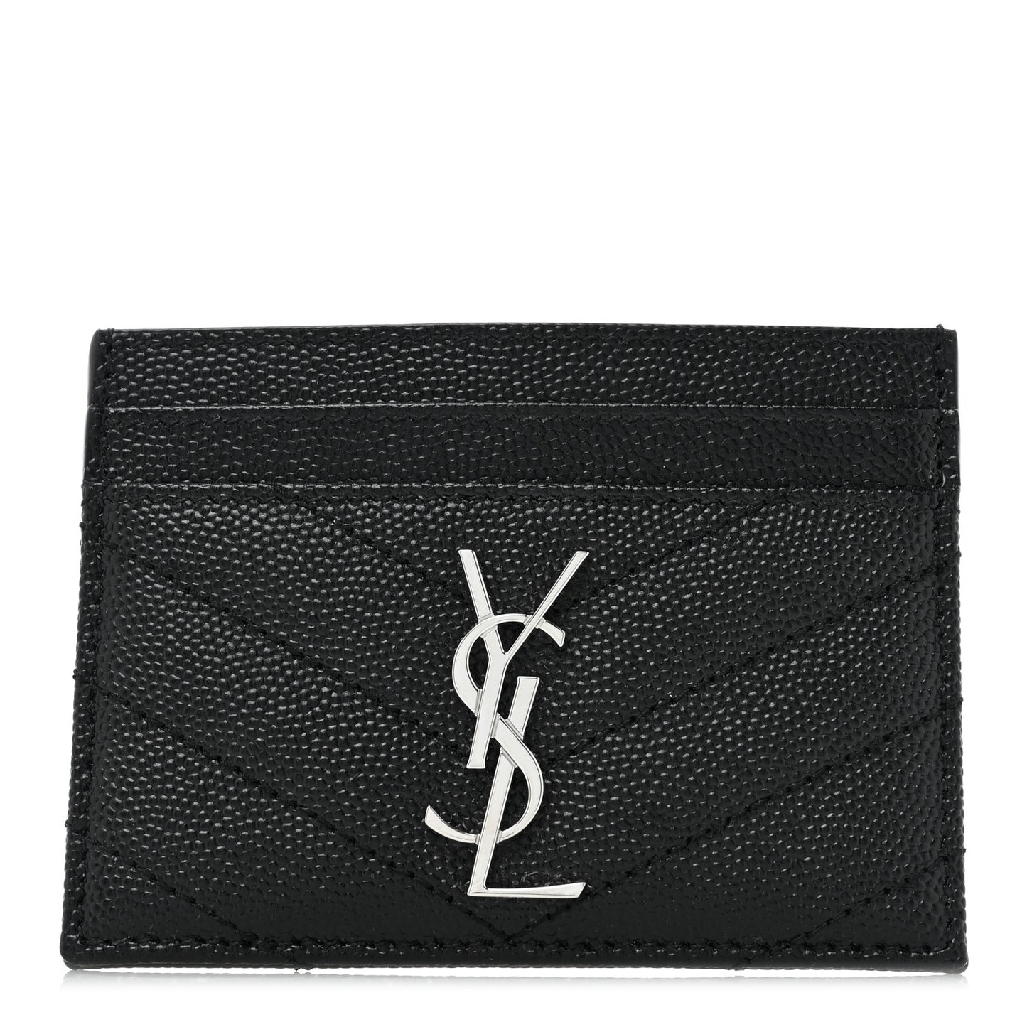 Grain De Poudre Matelasse Chevron Monogram Credit Card Case Black