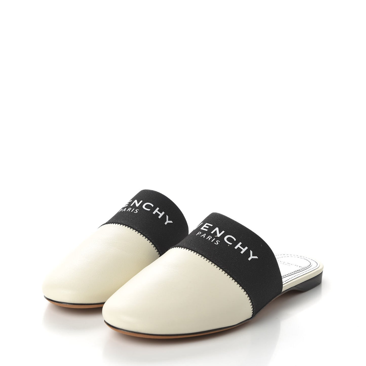Lambskin Bedford Logo Mule Slides 36 Beige