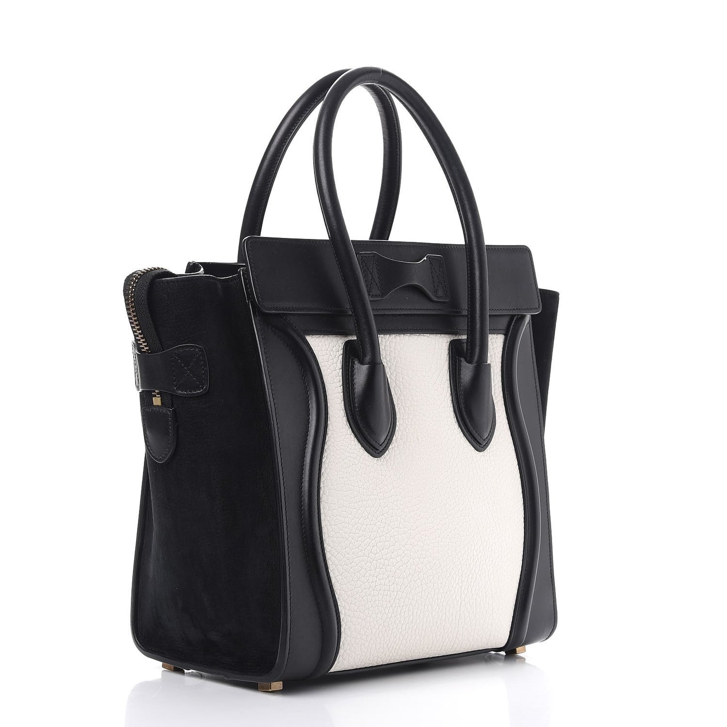 Bullhide Calfskin Micro Bi-Color Luggage Black White