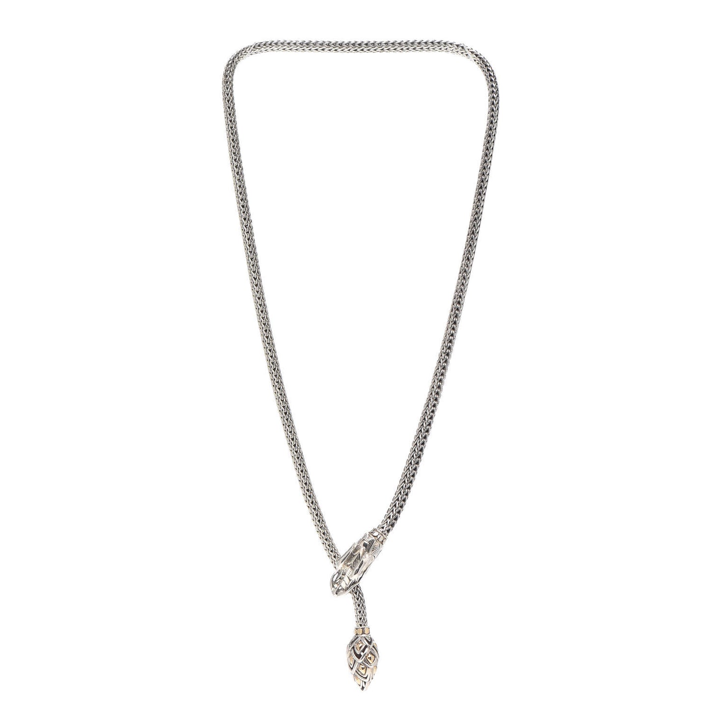 Sterling Silver 18K Yellow Gold Legends Naga Dragon Lariat Necklace