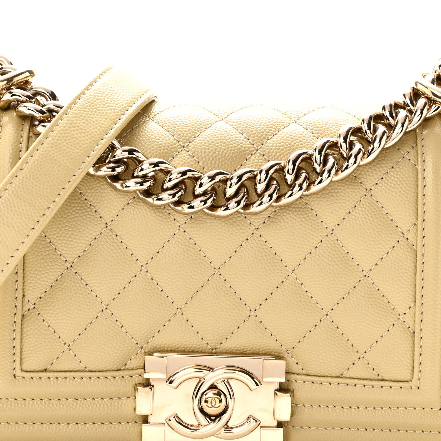 Chanel Caviar Quilted Small Boy Flap Beige 8 of 10