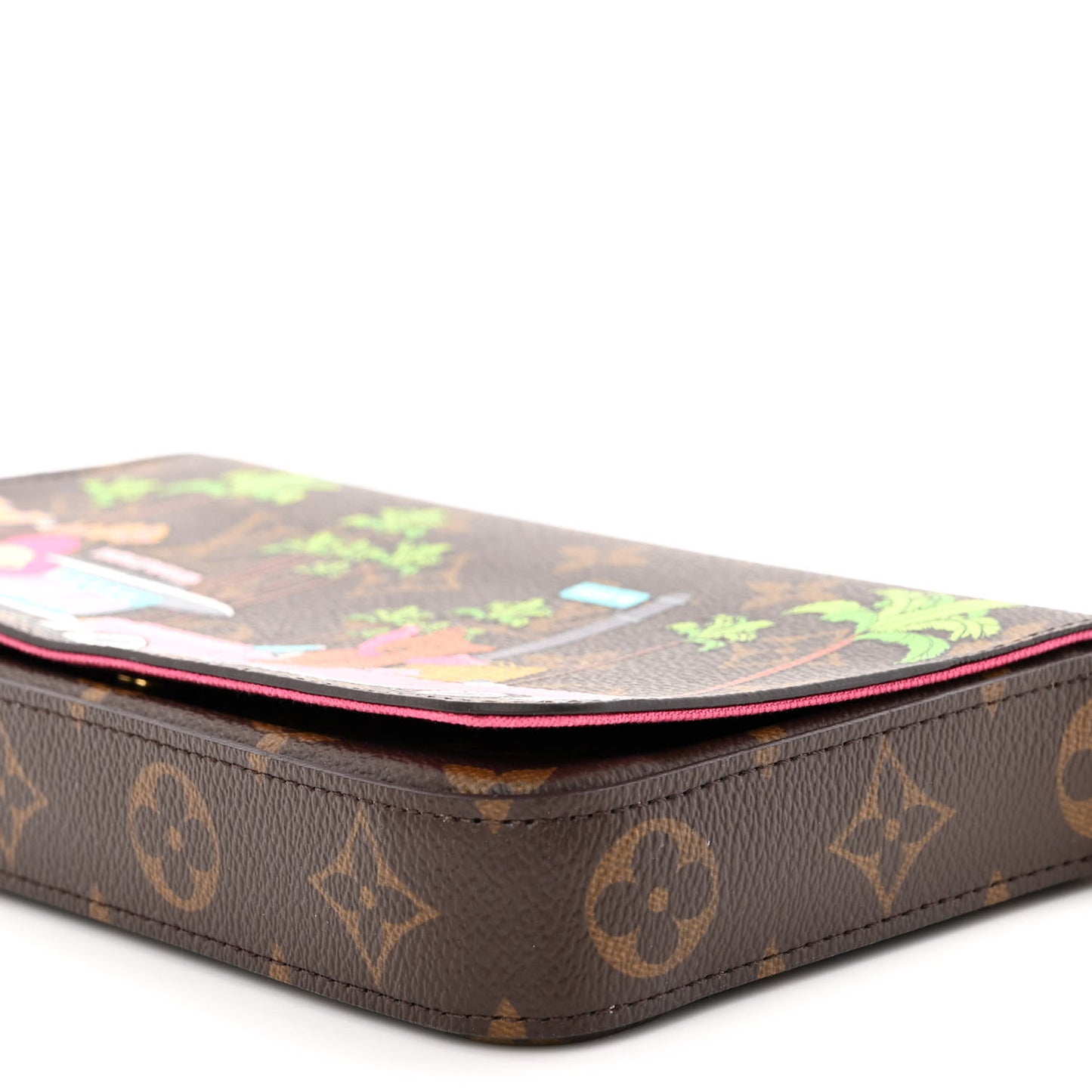 Monogram 2021 Christmas Animation Hollywood Pochette Felicie Chain Wallet Fuchsia