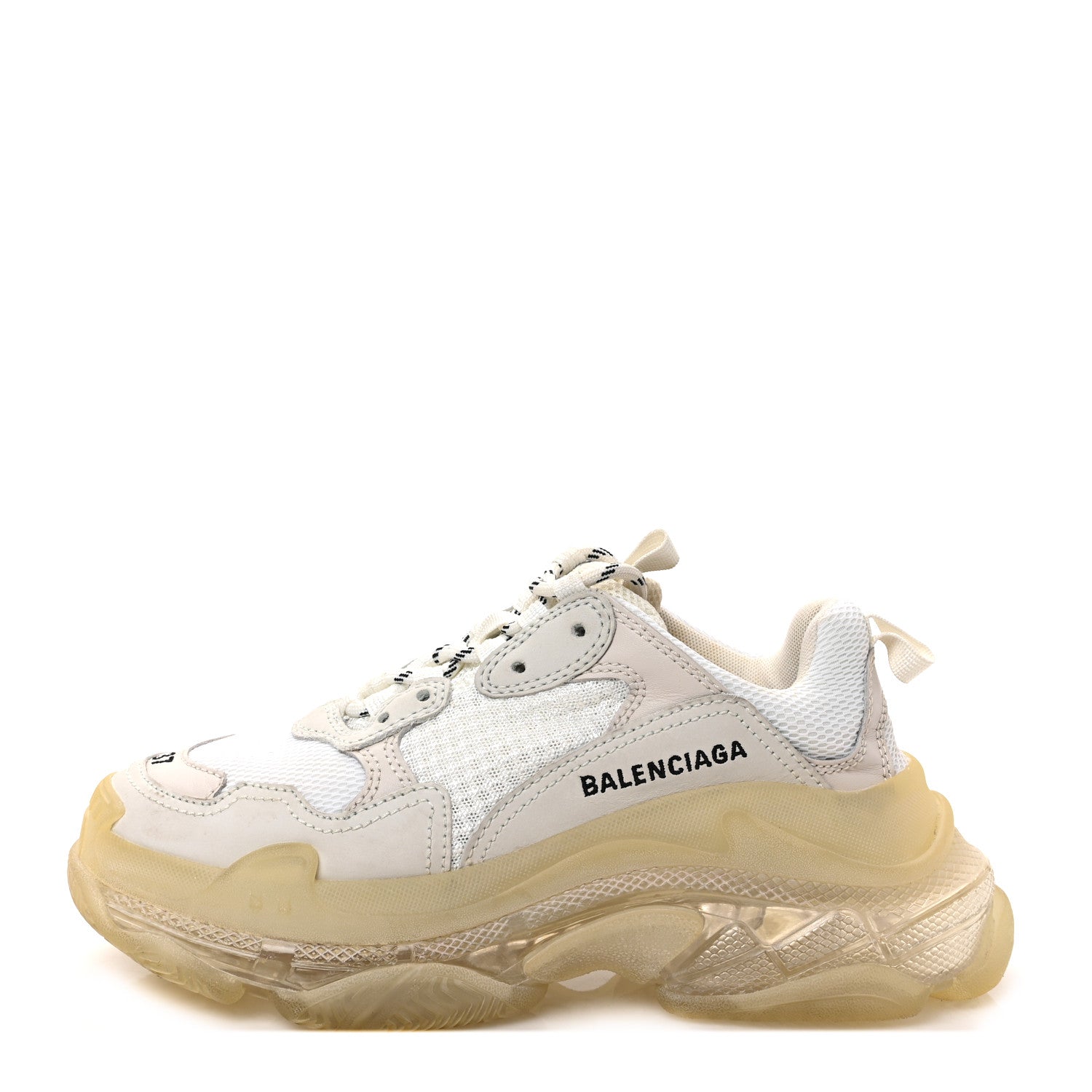 Balenciaga Fabric Mesh Clear Sole Womens Triple S Sneakers 37 Beige 1 of 8