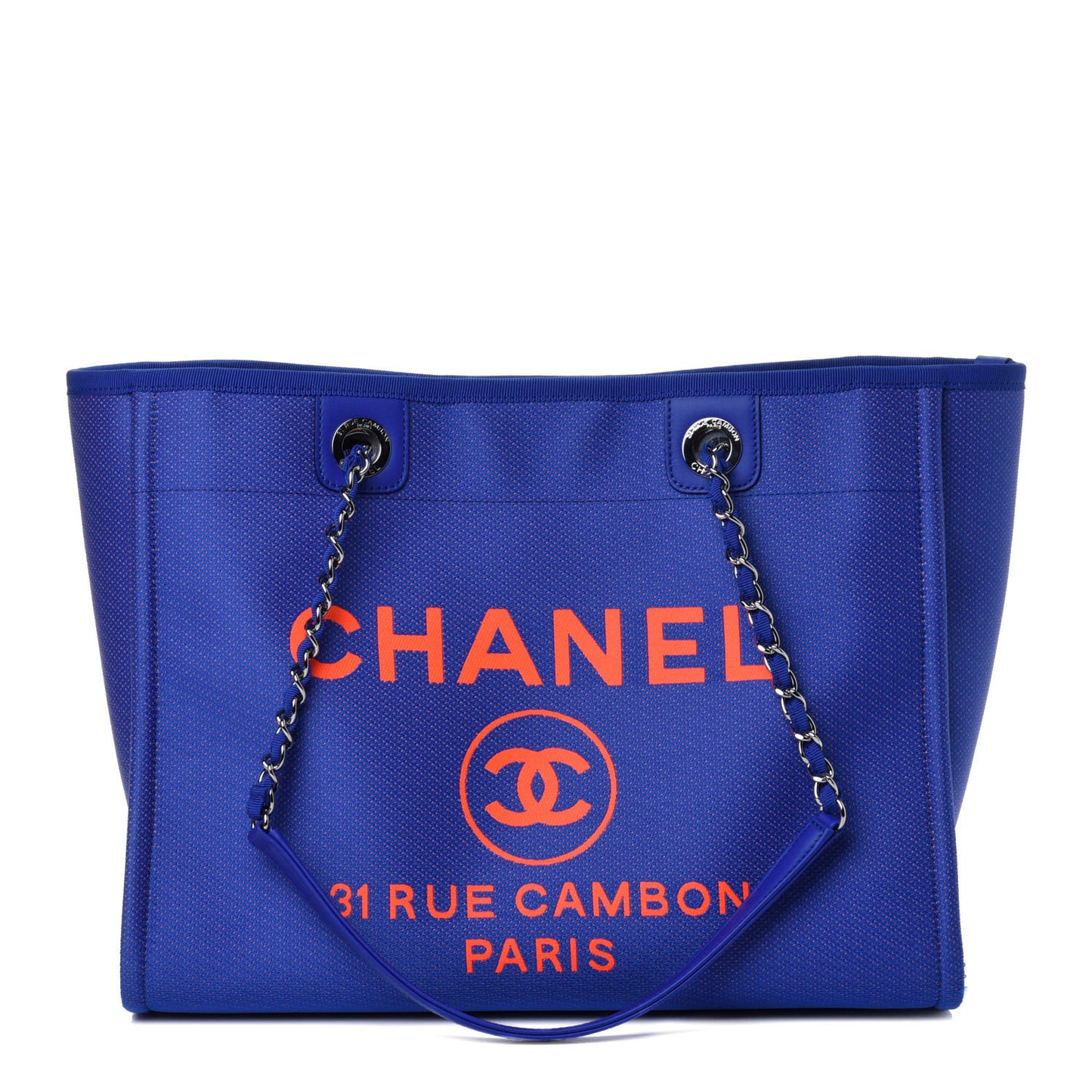 Mixed Fibers Small Deauville Tote Blue Orange