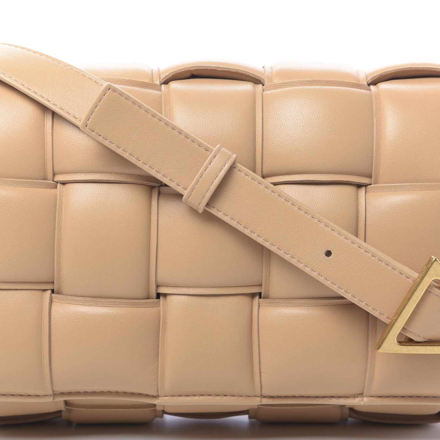 Nappa Maxi Intreccio Padded Cassette Crossbody Bag Almond