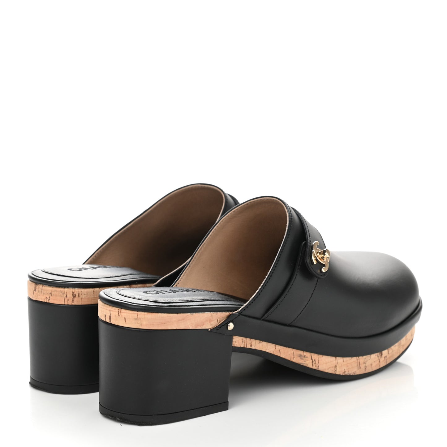 Calfskin CC Turn Lock Clogs 41 Black