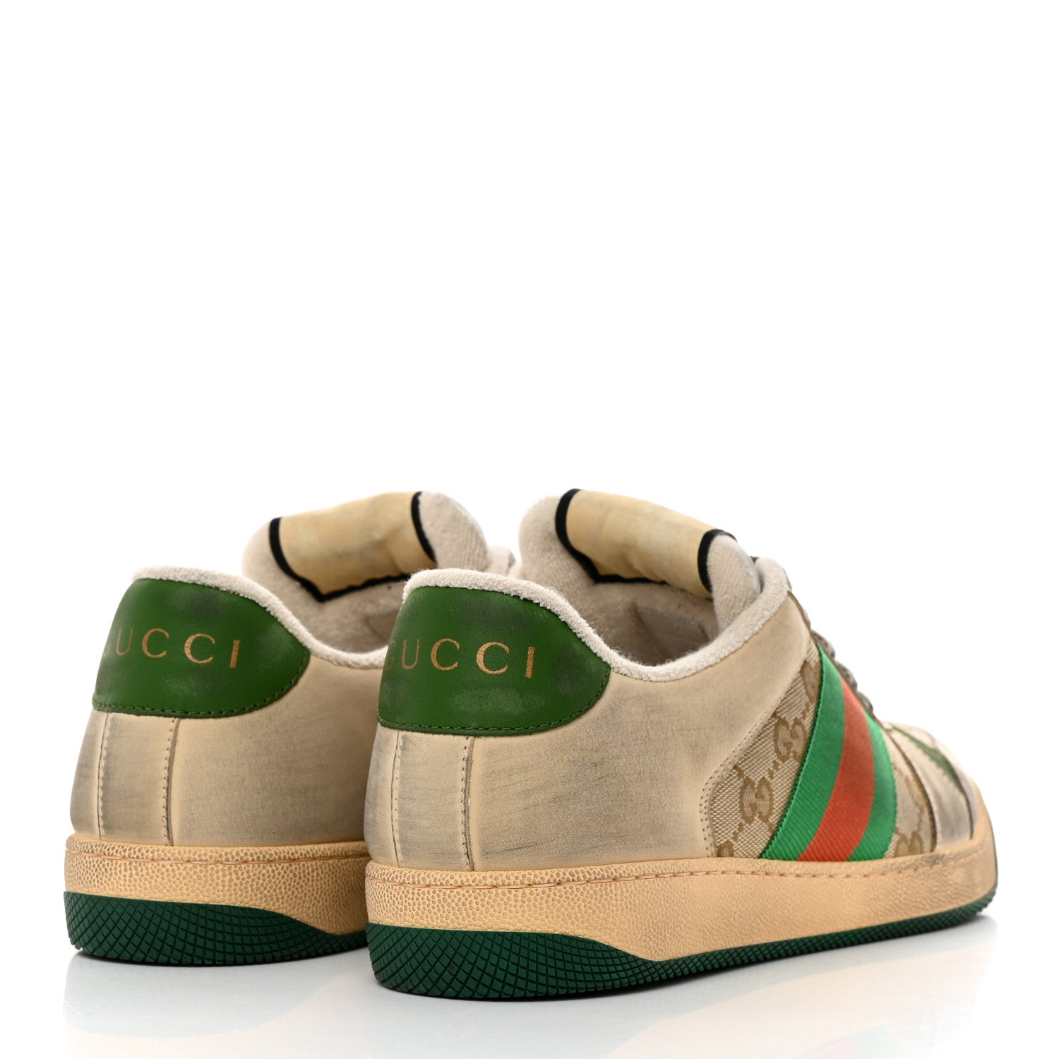 Gucci GG Monogram Nubuck Web Mens Screener Sneakers New Sand Dusty 7 Milk Vintage Green 4 of 8