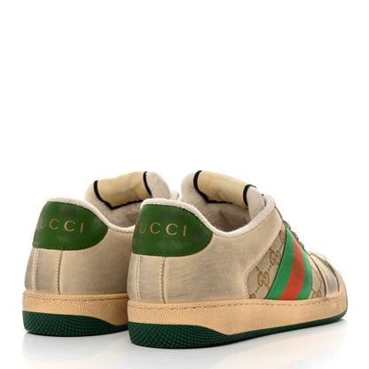 Gucci GG Monogram Nubuck Web Mens Screener Sneakers New Sand Dusty 7 Milk Vintage Green 4 of 8