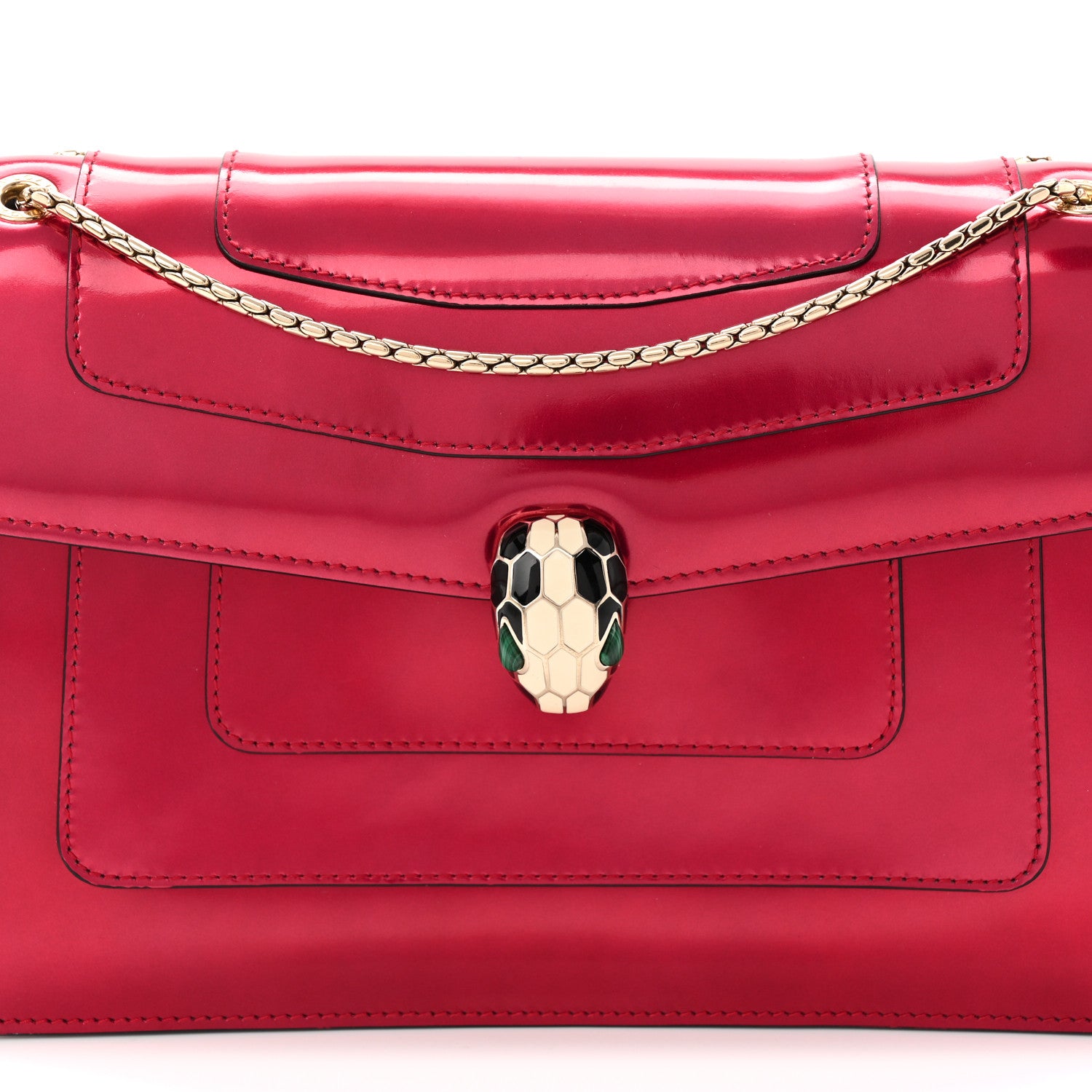 Bulgari Metallic Calfskin Serpenti Forever Shoulder Bag Red 8 of 10