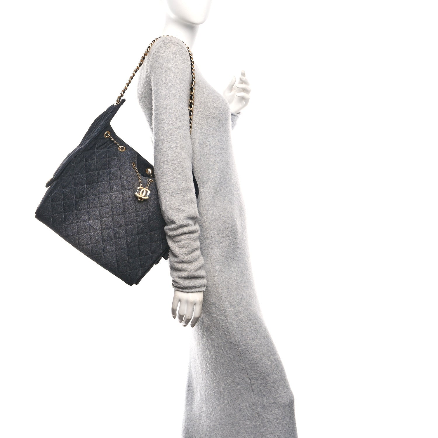 Chanel Washed Denim Quilted Medium Chanel 25 Handbag Black 2 of 13