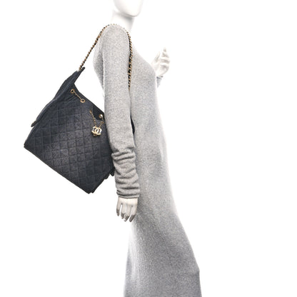 Chanel Washed Denim Quilted Medium Chanel 25 Handbag Black 2 of 13