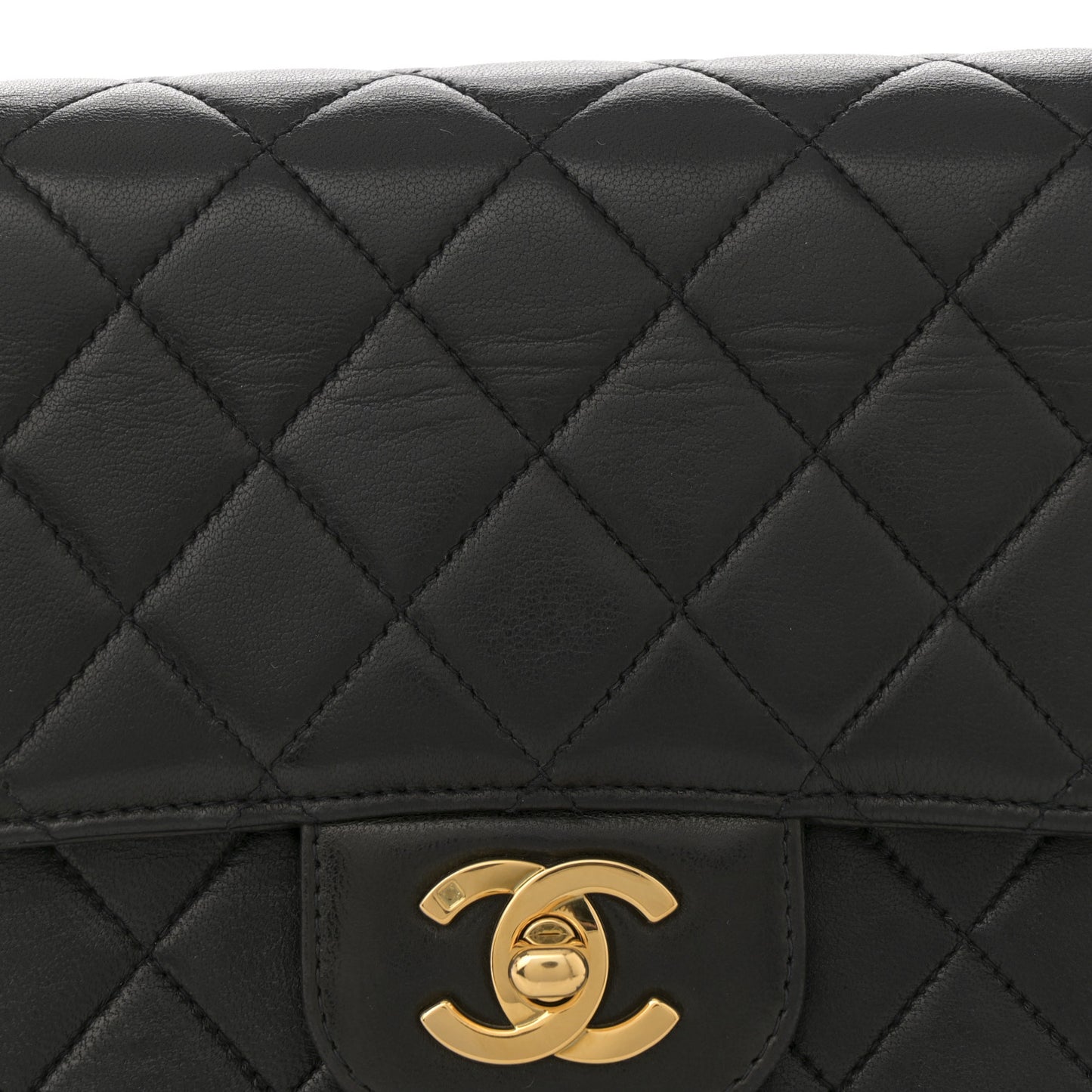 Lambskin Quilted Medium Rectangular Kelly Flap Bag Black