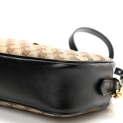 Gucci Monogram Matelasse Diagonal Small GG Marmont Chain Shoulder Bag Beige Black 10 of 10