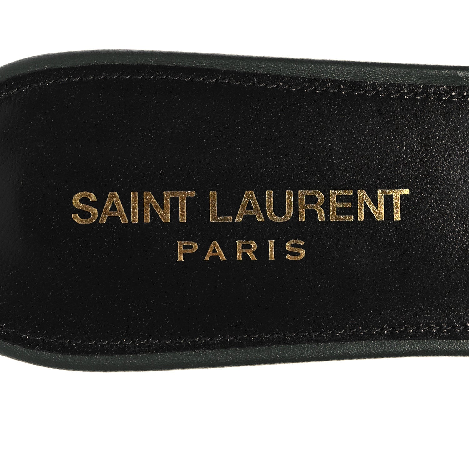 Saint Laurent Calfskin Tribute 05 Slide Sandals 37.5 Vert Fonce 8 of 10