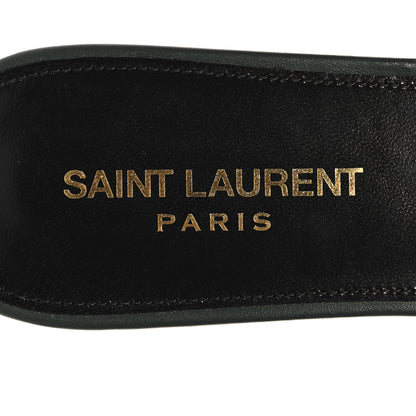 Saint Laurent Calfskin Tribute 05 Slide Sandals 37.5 Vert Fonce 8 of 10