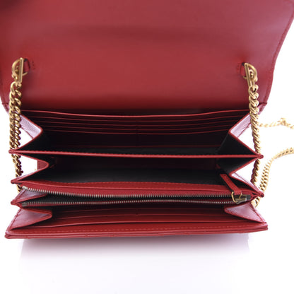 Gucci Calfskin Matelasse GG Marmont Chain Wallet Hibiscus Red 5 of 10