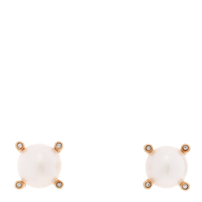 David Yurman 18K Yellow Gold Diamond Pearl Cable Stud Earrings 1 of 4