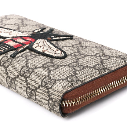 Gucci GG Supreme Monogram Embroidered Bee Zip Around Wallet Red 10 of 11