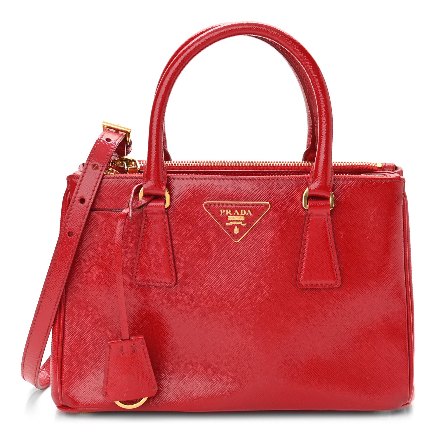 Prada Saffiano Vernice Mini Galleria Double Zip Tote Rosso 1 of 16