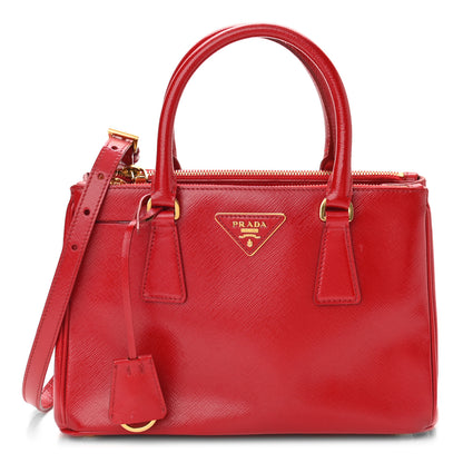 Prada Saffiano Vernice Mini Galleria Double Zip Tote Rosso 1 of 16