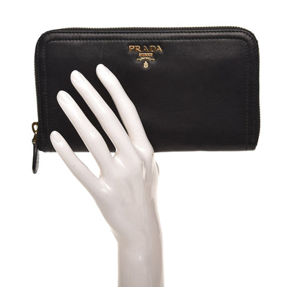 Prada Soft Calf Zip Around Wallet Nero Black 2 of 8