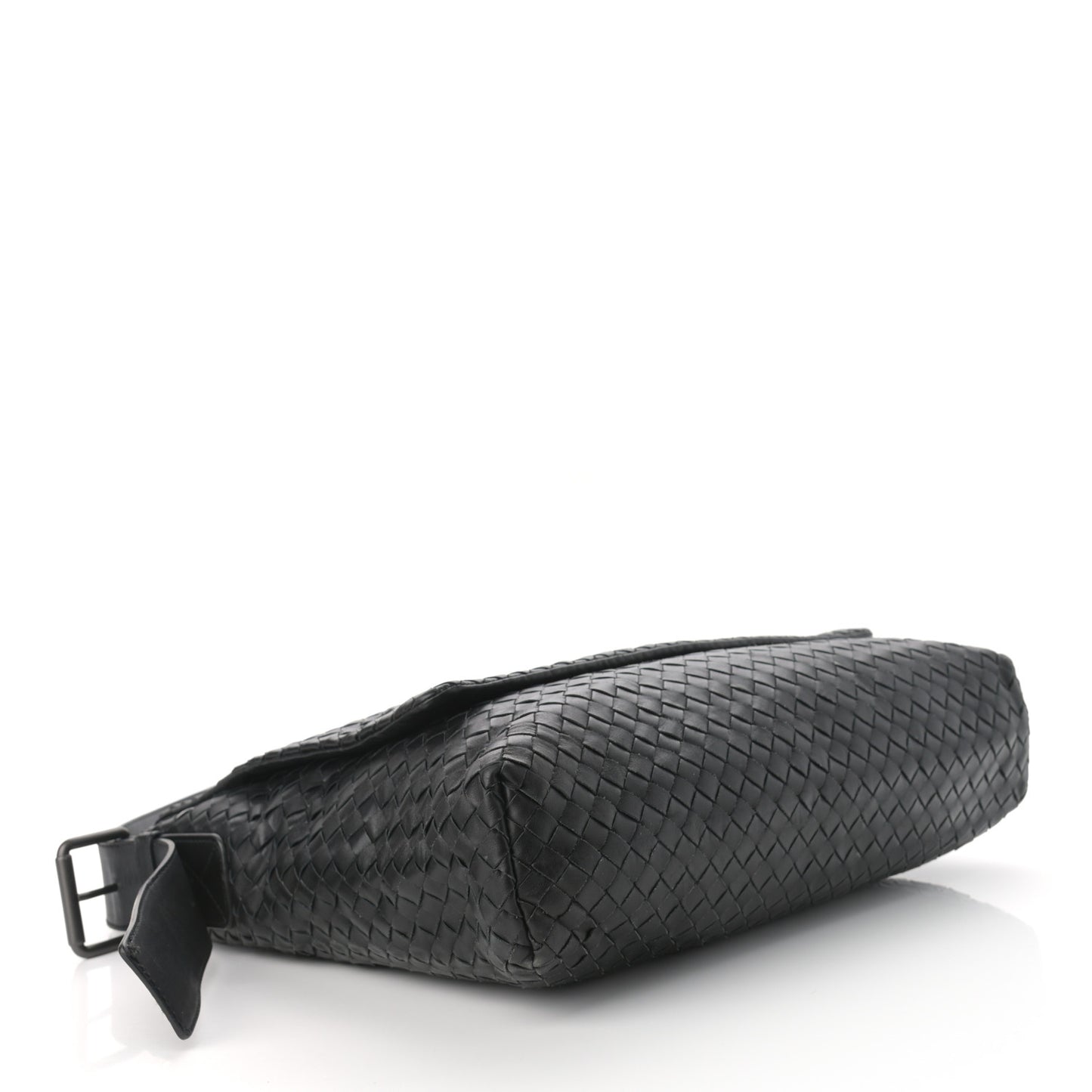 Calfskin Intrecciato Crossbody Messenger Bag Black