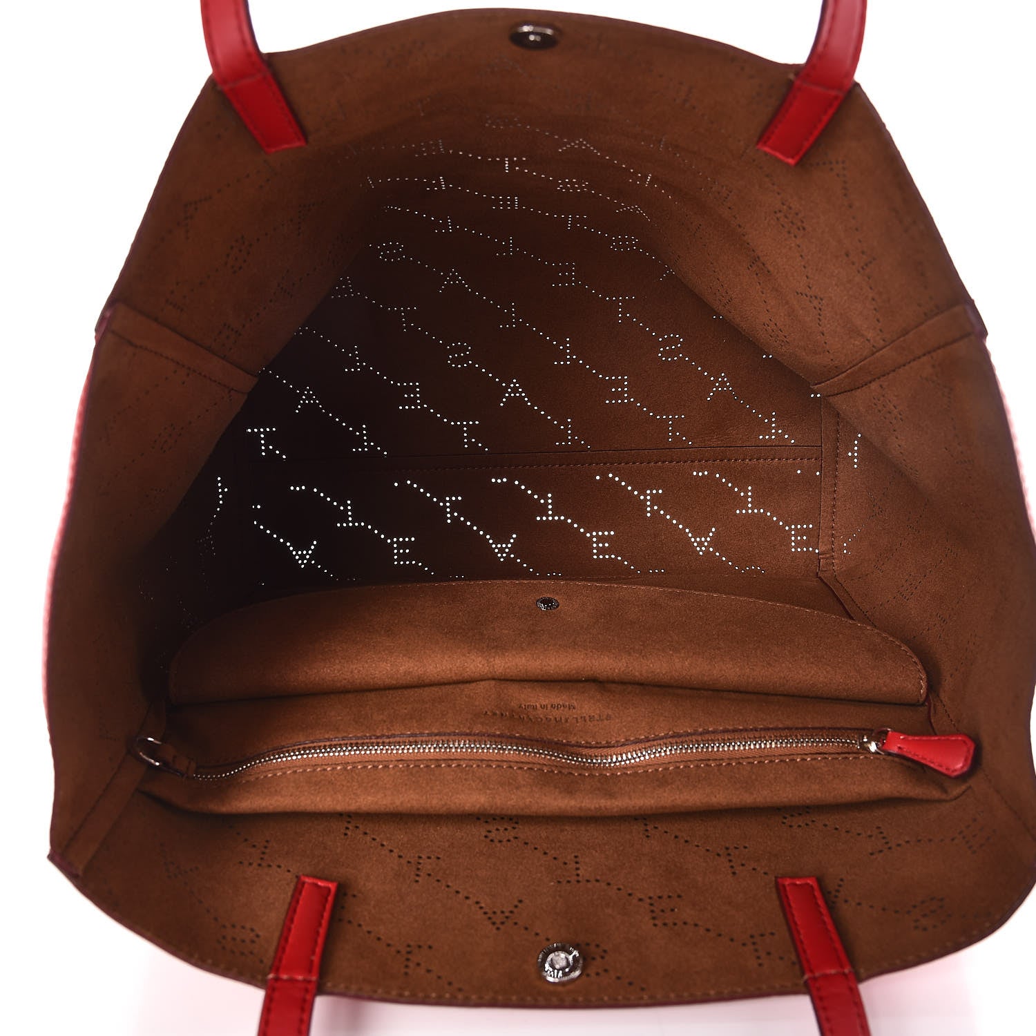 Stella McCartney Eco Alter Nappa Perforated Logo Tote Red 5 of 14