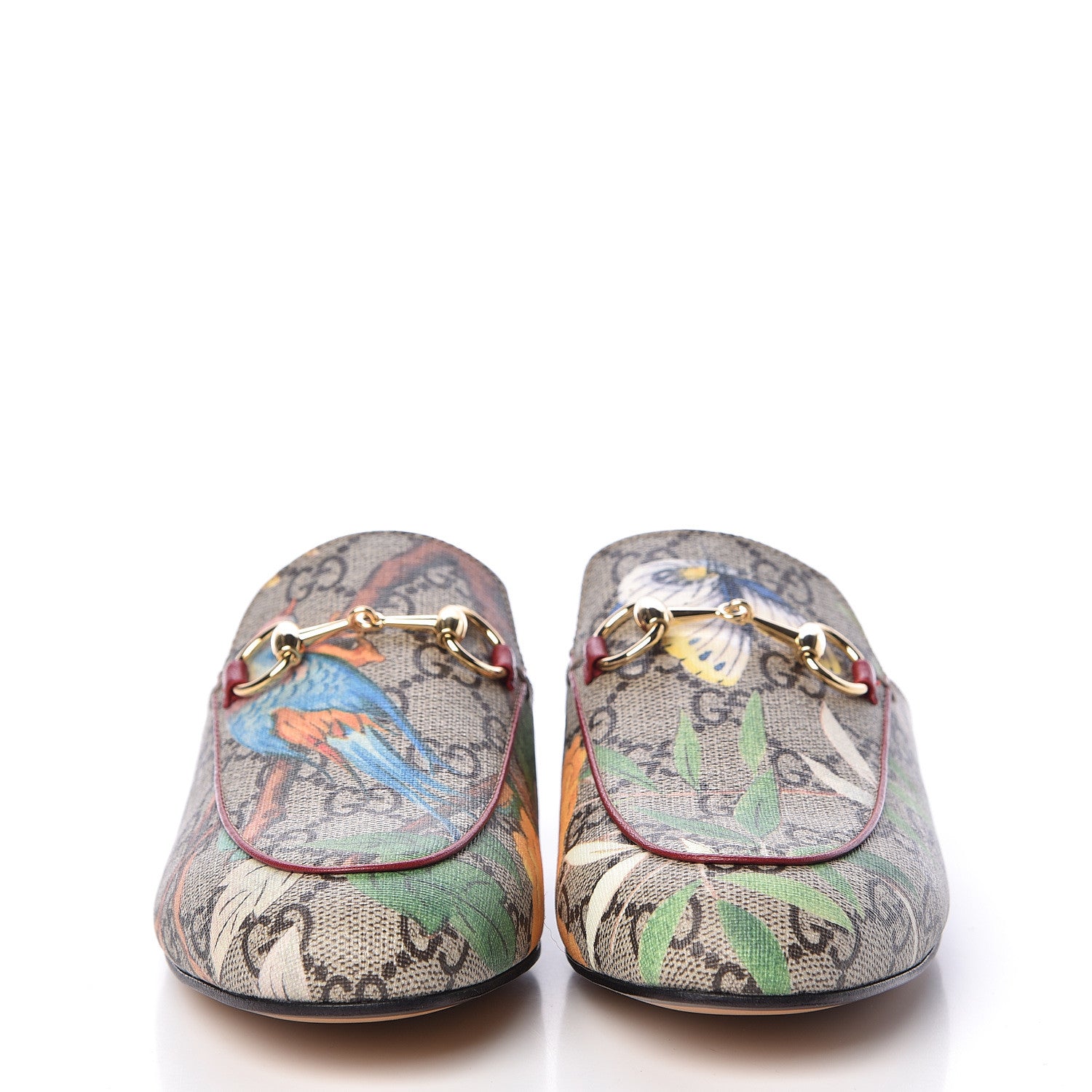 Gucci GG Supreme Monogram Tian Womens Princetown Slippers 34.5 Beige Ebony Multicolor 2 of 10
