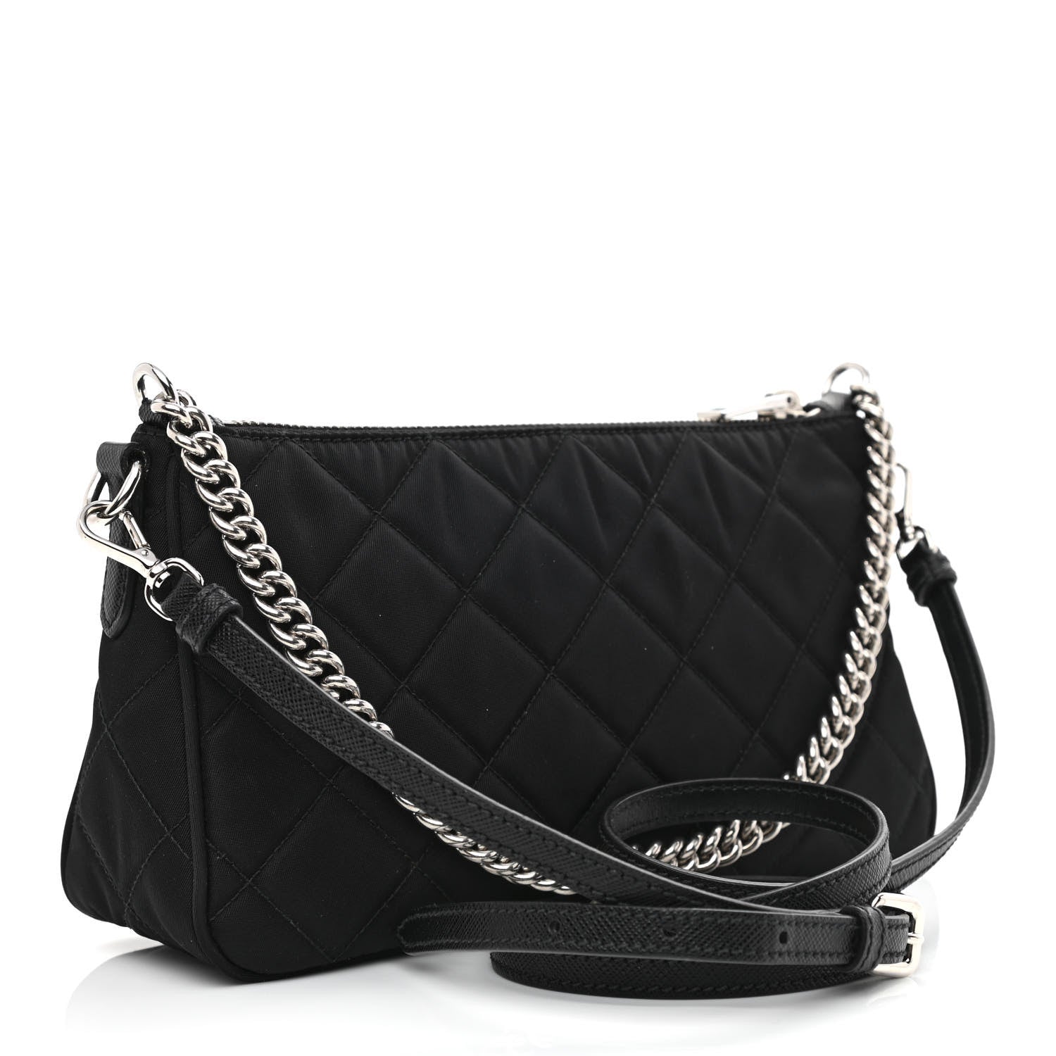 Prada Nylon Tessuto Impuntu Quilted Crossbody Bag Black 3 of 11