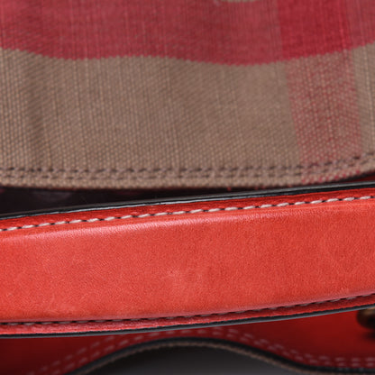 Burberry Canvas Mega Check Medium Ashby Hobo Cadmium Red 26 of 27