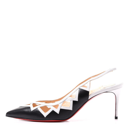 Christian Louboutin Kidskin Stellare Slingback Pumps 39 Black White 1 of 7