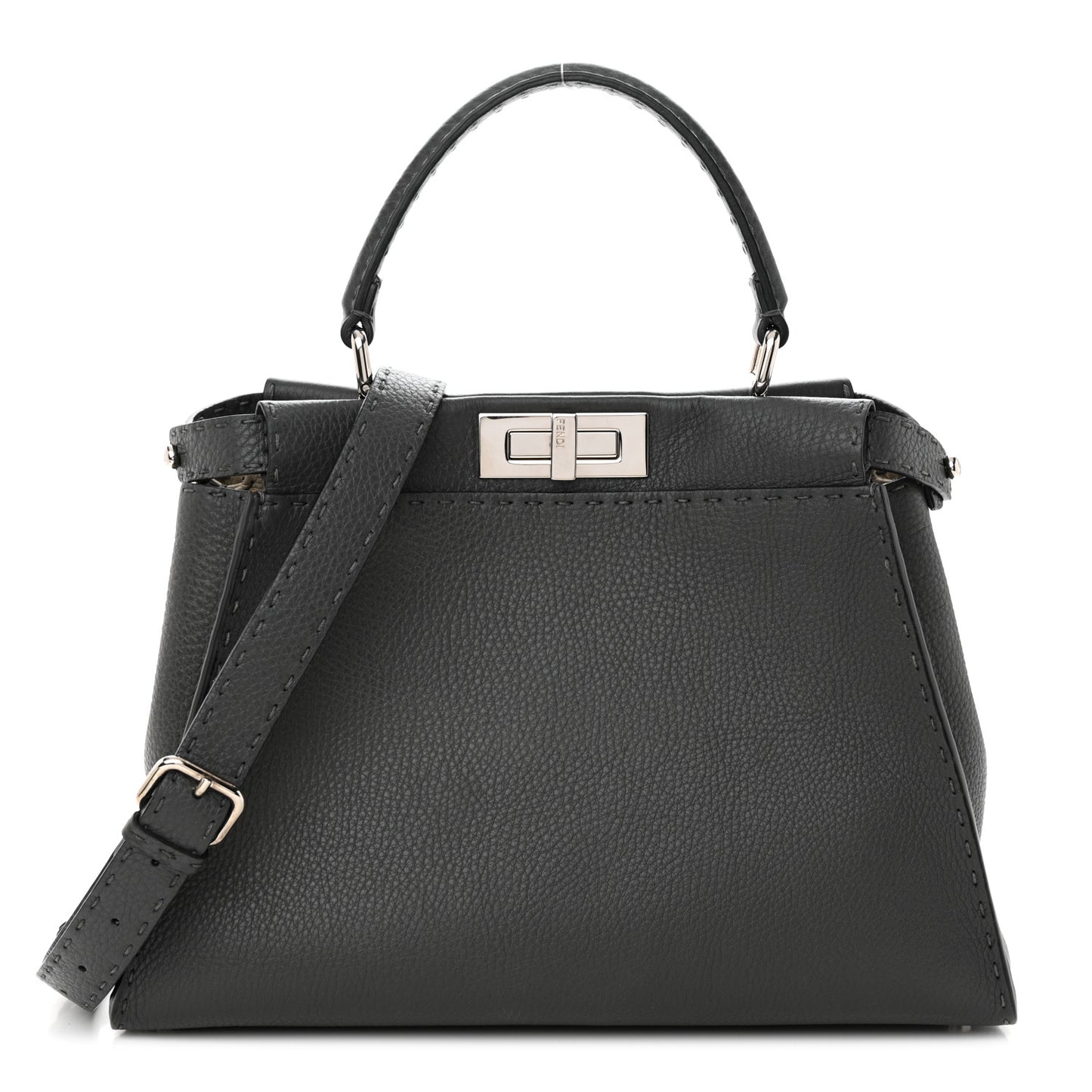 Cuoio Romano Selleria Bi-Color Medium Peekaboo Iconic Satchel Asfalto Latte