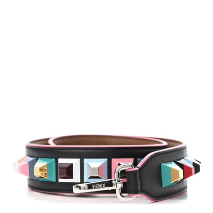 Fendi Vitello Dolce Plexiglass Bi-Color Studded Strap You Black Brownie Multicolor 1 of 4